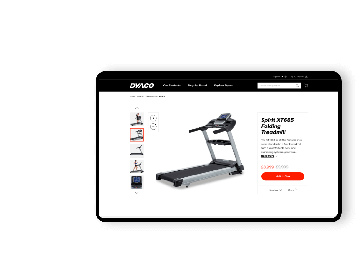 Product page desktop display